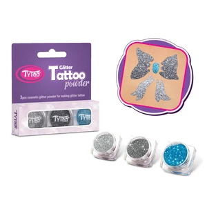  Csillámpor szett 3 x 2,5 ml Ezüst, Acélszürke, Türkizkék