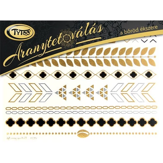  Aranytetoválás - Vegyes minták - Arany, ezüst, fekete - 21x15cm