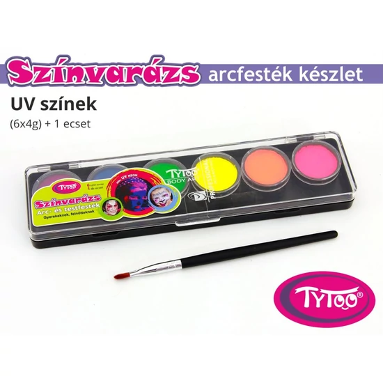Színvarázs Arcfesték szett 6x4 g - UV-neon színek