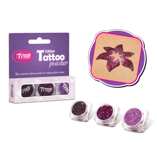 Csillámpor szett 3 x 2,5 ml Barna, Sötét mályva, Világos mályva
