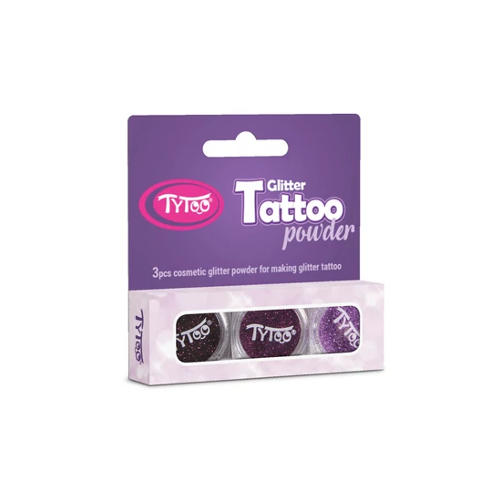 Csillámpor szett 3 x 2,5 ml Barna, Sötét mályva, Világos mályva