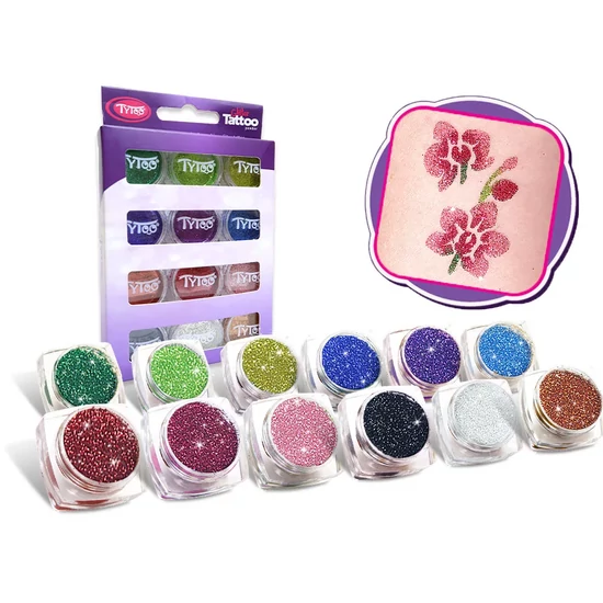 Csillámpor szett 12 x 2,5 ml alap színek (basic colours)