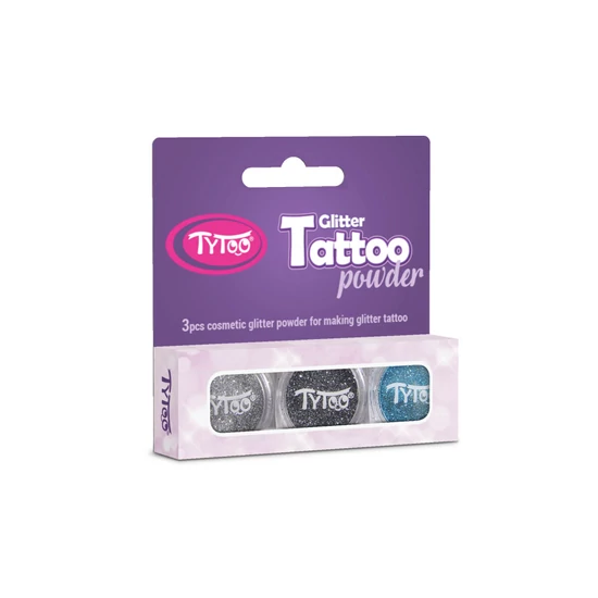  Csillámpor szett 3 x 2,5 ml Ezüst, Acélszürke, Türkizkék