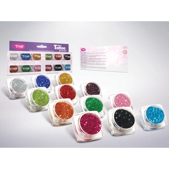 Csillámpor szett 12 x 2,5 ml Legszebb színek válogatása