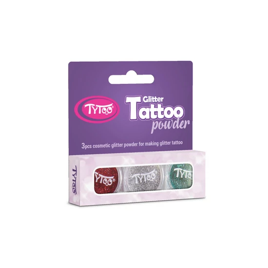 Csillámpor szett 3 x 2,5 ml Piros, Ezüst, Világos türkizzöld