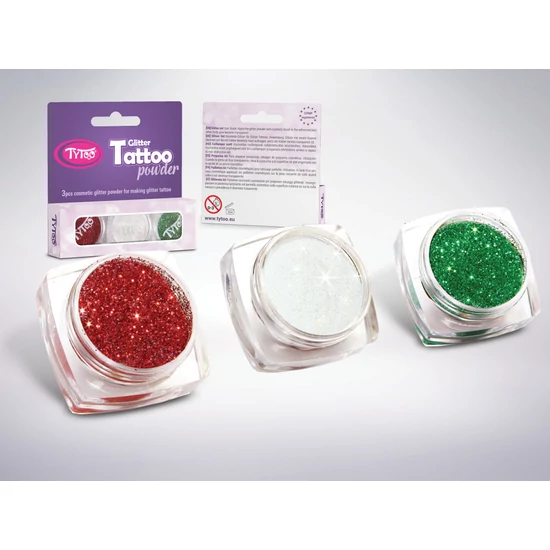 Csillámpor szett 3 x 2,5 ml Piros, Fehér, Smaragdzöld