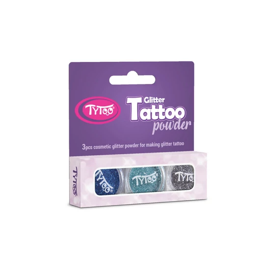 Csillámpor szett 3 x 2,5 ml Tengerkék, Azúrkék, Acélszürke