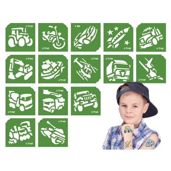 Járművek sablon szett (15 db)