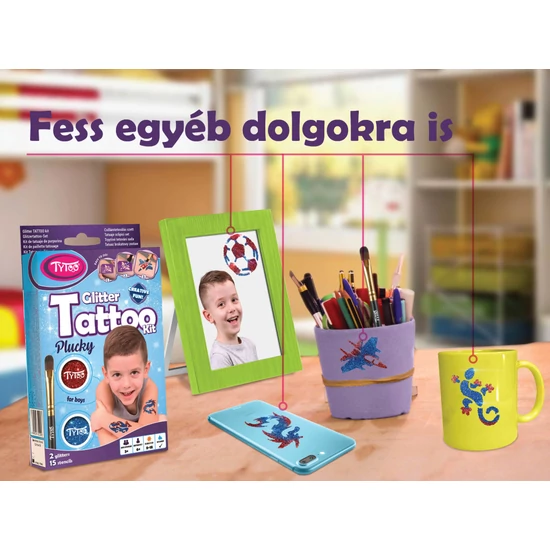 Menő fiús "Plucky" csillámtetoválás szett