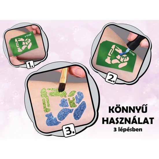 Járművek csillámtetoválás szett 