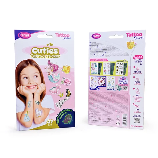 Lányos Vegyes "Cuties" Tetoválás Matrica Szett