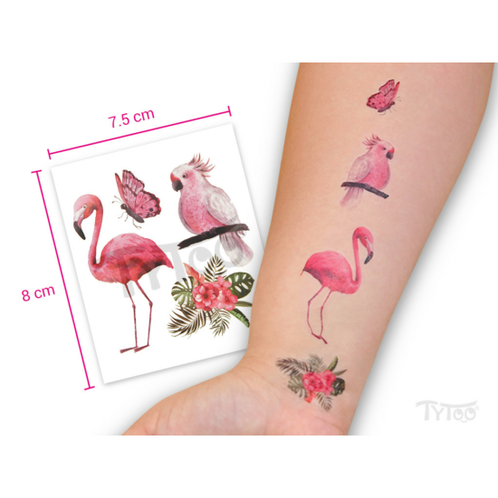 Egzotikus Matrica Tetoválás Minták Flamingóval és Papagájjal