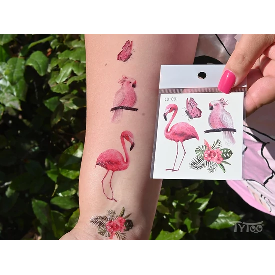 Egzotikus Matrica Tetoválás Minták Flamingóval és Papagájjal