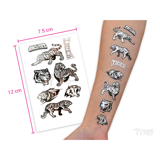 Ezüst Tigrisek Matrica Tetoválások