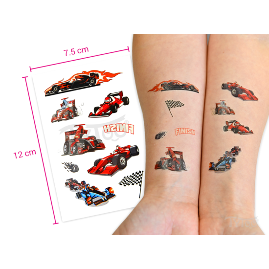 Világítós Versenyautók Matrica Tetoválások